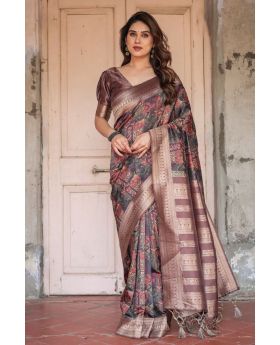 Banarasi Silk with Digital Geometric Print Saree