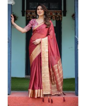 Soft Flowing Chiffon Saree with Subtle Floral Weave