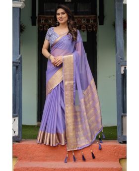 Deep Midnight Purple Soft & airy Chiffon Saree with elegant drape
