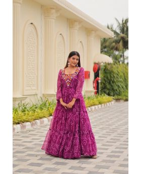  Faux Georgette Navratri Gown with Gamathi Mirror Work