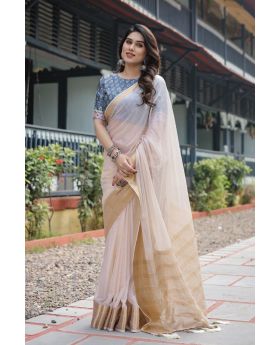 Classic Cream White Flowing & lightweight Chiffon Saree