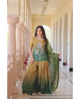  Chinnon Sharara Kurta Set with Embroidery Dupatta