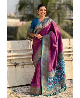 Silk sarees with flower designs by Violet Katki