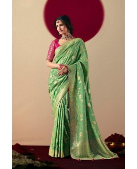 Viscose Dola Silk Saree with Rich Zari Weaving & Designer Tassels