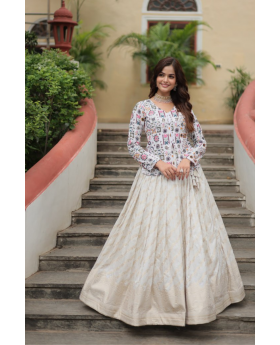 Lehanga with Top Set of White Pure Dayble Viscose Jequard
