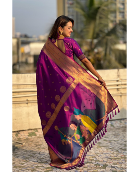 Soft silk sarees with flower designs by Wine Paithani