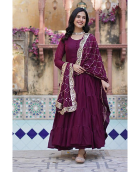 Teal Faux Blooming Gown with Multi-Sequin Dupatta