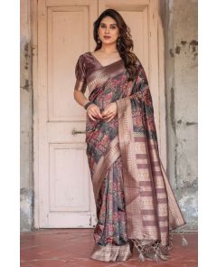 Banarasi Silk with Digital Geometric Print Saree